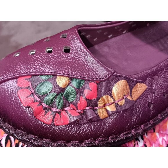 Tin Rui Shoes Womens 7.5 Slip On  Mary Jane Leather Multicolor Comfort Flower - Picture 10 of 12